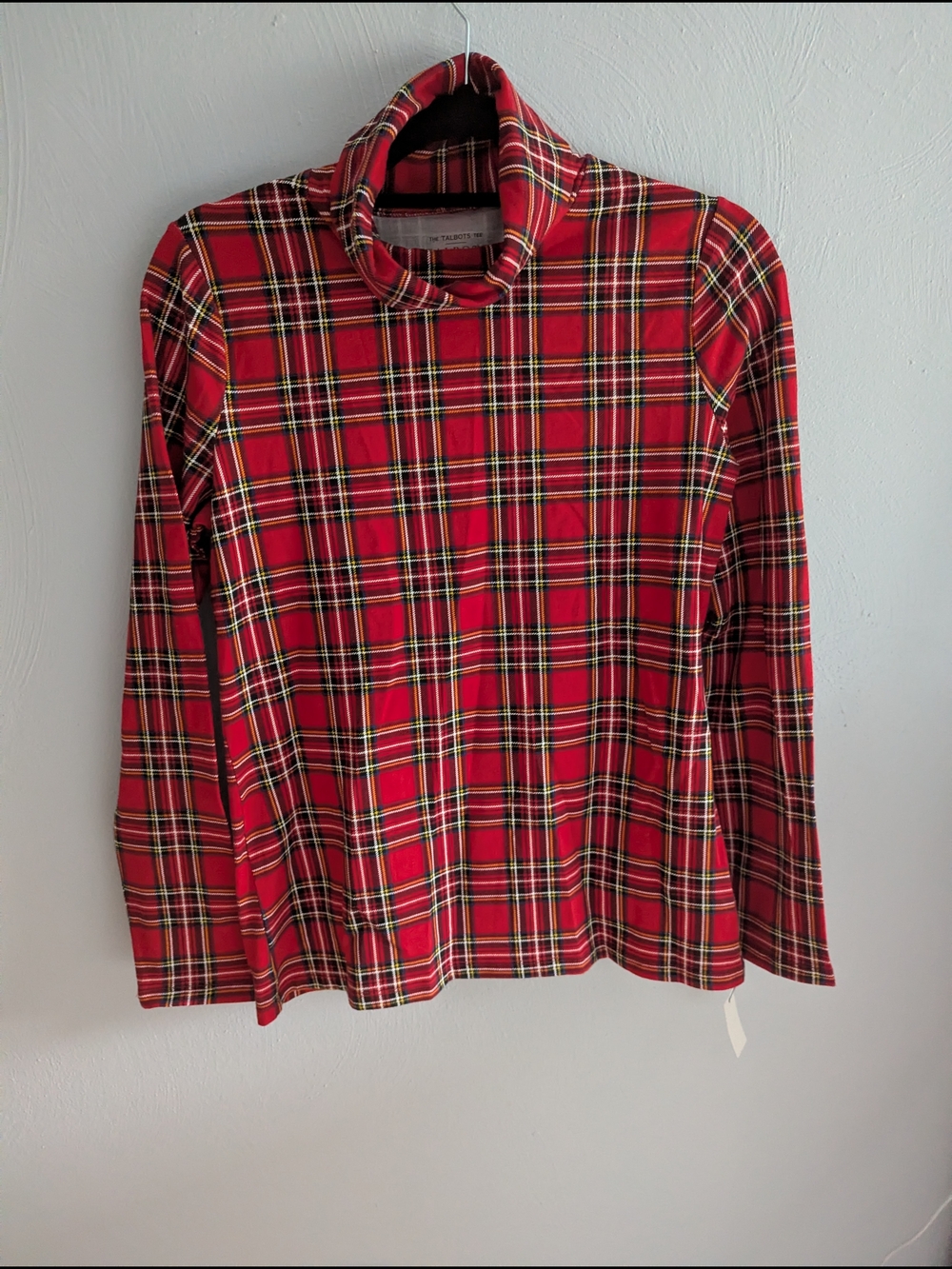 Talbots Red Plaid Turtleneck Top